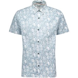 No Excess Overhemd korte mouw met print allover jersey aqua