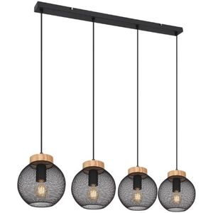 Globo 4-lichts hanglamp met metalen strip | e27 | 95 x 20 x 120 cm | industrieel
