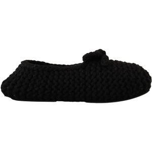 Dolce & Gabbana Dames Zwarte Slip-On Ballerina Flats Wol Gebreide Schoenen