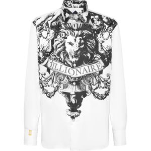 Billionaire - Gold Cut Silk Shirt - Overhemd - Wit - 100% Zijde