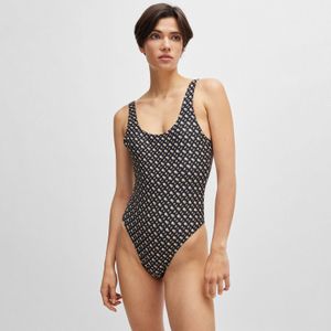 BOSS - Mimi - Damesbadpak - Zwart - Monogrampatroon
