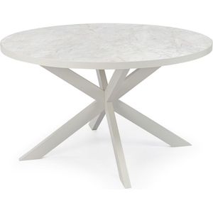 Stalux Ronde eettafel 'daan' 135cm, kleur wit / wit marmer