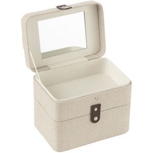J-Line Cosmetic box rectangle+mirror 2 layers polyester grey