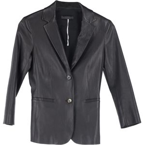 The Row Enkellinstituut Jas in Zwart Leer