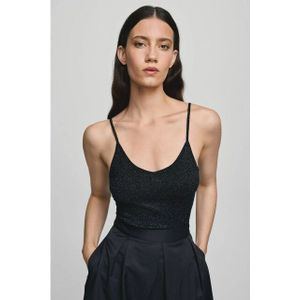 Moss Copenhagen - 19408 Eurasia Strap Top - Zwart Zilver - Wikkeltops