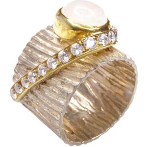 Christian Zilveren ring met witte kwarts