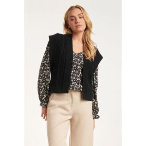 Smashed Lemon - Gebreide Gilet - Zwart - Gevlochten Structuur