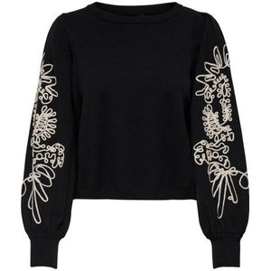 Only - Onlmagnolia Ls Detail - Trui - Zwart/Ecru - Dames