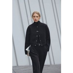 Moss Copenhagen - Seba Jacket - Donkergrijze Jas - Wolmix - Minimalistisch