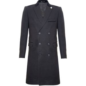 Crombie - Heren 3/4 Overjas - Zwart - Wollen Jas - Peaky Blinders