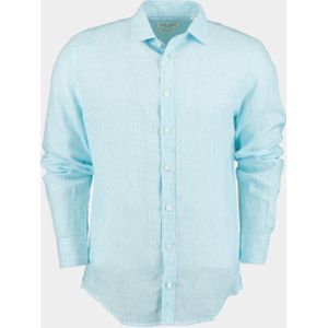Bos Bright Blue Casual hemd lange mouw 100% linnen mod118r1/16 azul