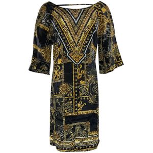 Inoa Verona 1915 gouden print zwarte flirtjurk