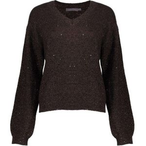 Geisha - 54542 - Trui - Brown/copper - Met V-hals en Glitter