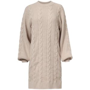 Smashed Lemon - Gebreide Jurk - Cognac - Knie-lengte - Losvallend Model