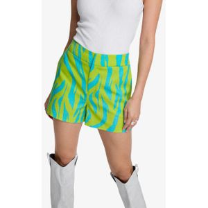 Alix The Label - Dames Short - Boucle Zebra - Lime Yellow - 55% Polyester / 45% Viscose