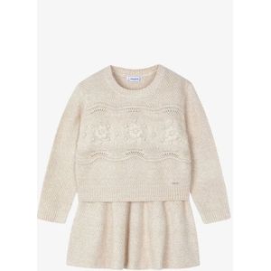 Mayoral - Set - Sand - Trui Met Patroon En Rok - Elastieke Tailleband