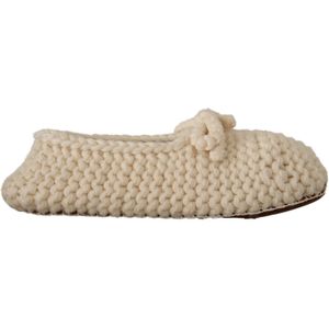 Dolce & Gabbana Dames Witte Slip On Ballerina Flats Wol Gehaakte Schoenen