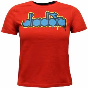 Diadora - Logo - T-shirt - Rood - Korte Mouw - Junioren