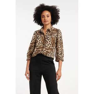 Smashed Lemon - Top - Dierenprint - Zand Bruin Zwart - Kraag met Knoopsluiting