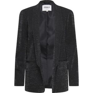 Only - Onlelly-alya Life Glit Blazer - Zwart - Dames - Halflange Lengte - Zilveren Glitter