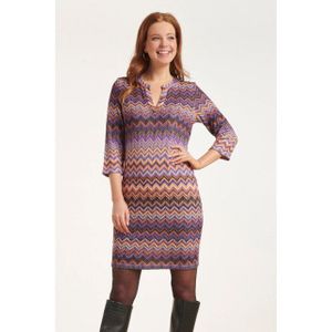Smashed Lemon - 24654 - Jurk - Paarse Multicolour Zigzagprint