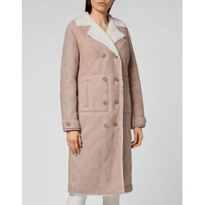 Philipp Plein - Shearling Leren Lange Jas Monogram - Beige - Dames