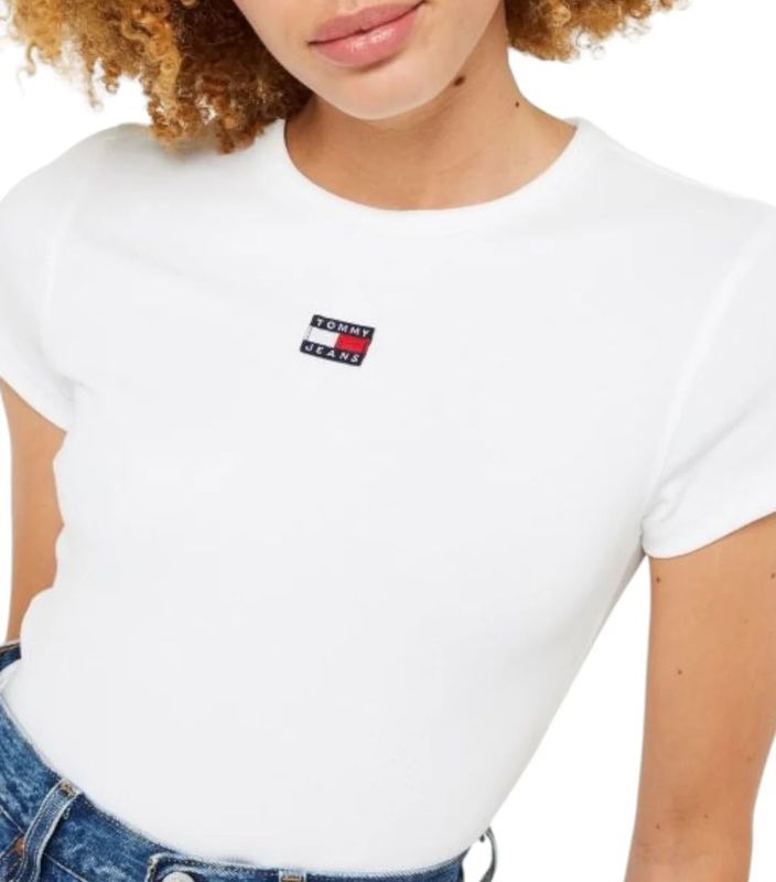 Tommy Hilfiger Jeans Wit XS Badge T-Shirt Dames