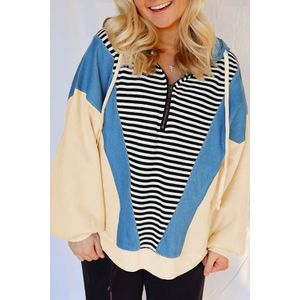 Gestreepte Kleur Blok Hoodie