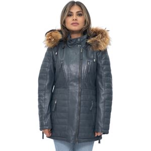 Dames - Gewatteerde Leren Parka - Curitiba