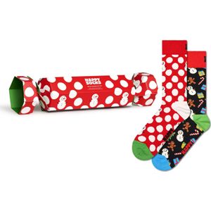 Happy Socks Dames / heren sokken big dot snowman giftbox kerstsokken 2-pack