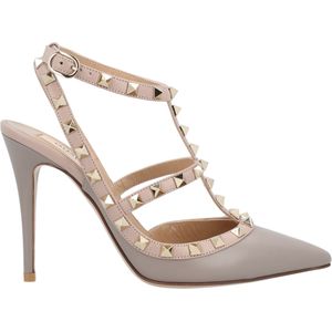 Valentino Garavani Bruine Leren Rockstud Pumps
