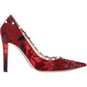 Aquazzura Parels Versierde Pumps in Rode Katoen