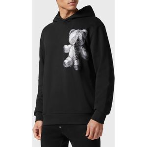 Philipp Plein - Hoodie - Zwart - Katoenfleece - Teddybeer Print met Paisley-patroon