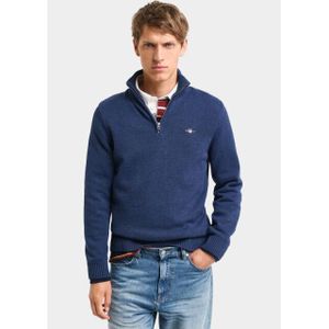 GANT - 8030170 - Trui met Halve Rits - Marineblauw - Katoen - Lange Mouwen