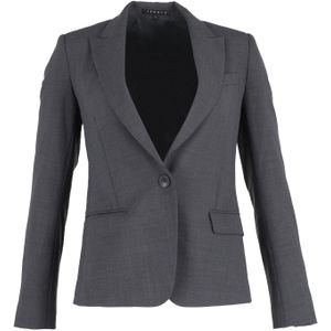 Theory Enkelgevoerde Blazer in Grijze Katoen