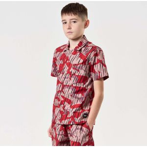 Weekend Offender - Monuriki Rain Camo Resort Shirt - Rood - Korte Mouw