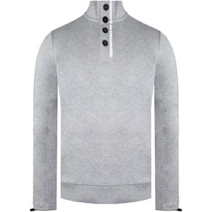 Lyle & Scott - Casuals Button Funnel Neck - Grijze Trui - Heren