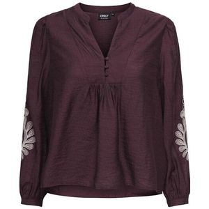 Only - Onlkana 7/8 Top Wvn - T-shirt - Winetasting - Dames