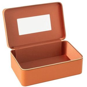 J-Line Cosmetic box rectangle+mirror artificial leather cognac