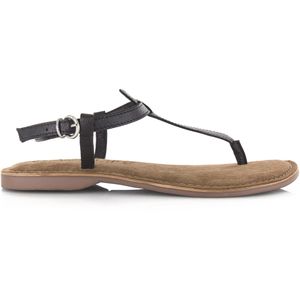 Lazamani T-strap leren teensandalen platte sandalen dames