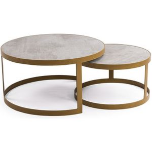 Stalux Salontafelset 'saar' rond 80 en 60cm, kleur goud / beton