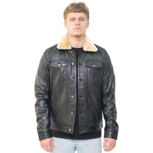 Heren - Leren Truckerjack - Afneembare Kraag - Zagreb