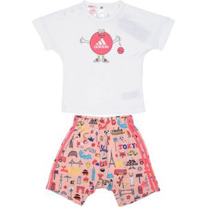 adidas - Cleofus Summer Set - T-shirt en Shorts - Wit - 100% Biokatoen