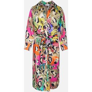Mucho Gusto Zijden jurk scandicci kleurrijke luipaardprint