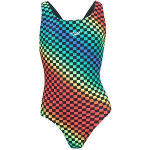 Speedo - Junior Leaderback Badpak - Zwart Geel - 100% Chloorbestendig