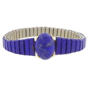 Christian Stalen en gouden armband met lapis lazuli