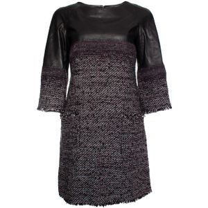 tweed jurk met leer