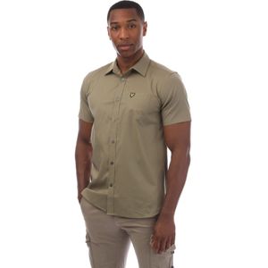 Lyle And Scott - Korte Mouw Poplin Overhemd - Olijfkleur - Heren