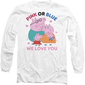 Peppa Pig Unisex volwassen roze of blauw we love you family t-shirt met lange mouwen