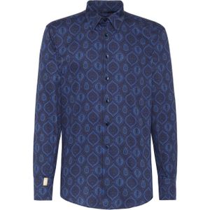 Billionaire - Gold Cut LS Flavio Baroque - Overhemd - Blauw - Katoen